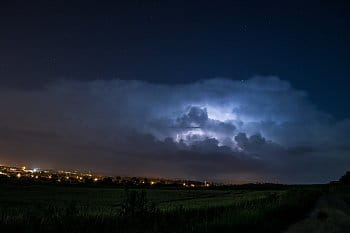 Noční bouřka nad Opavou