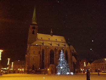 Zima v Plzni na náměstí