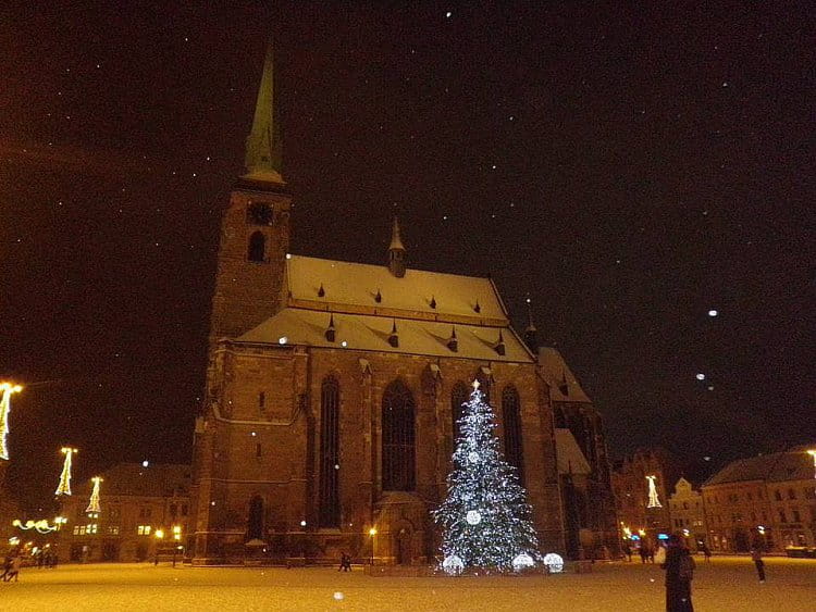 Zima v Plzni na náměstí