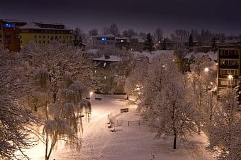 Zimní večer Prahy
