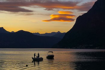 rybáři na Lago de Iseo